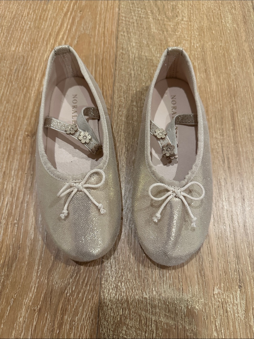 Norah Gold Glitter Bow Dress Flats for Girls